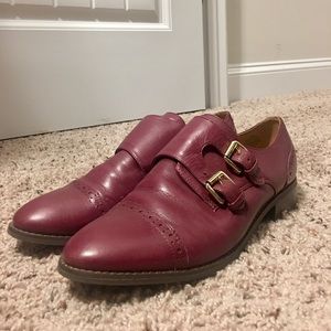 Leather Nine West buckle oxfords